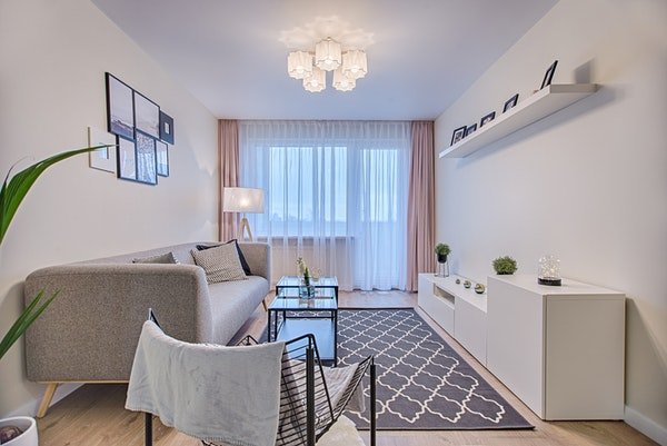 Well-lit living room