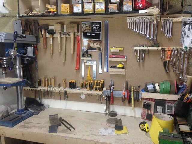 wall with tools
