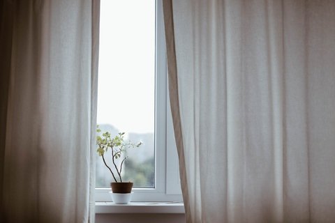 white curtains