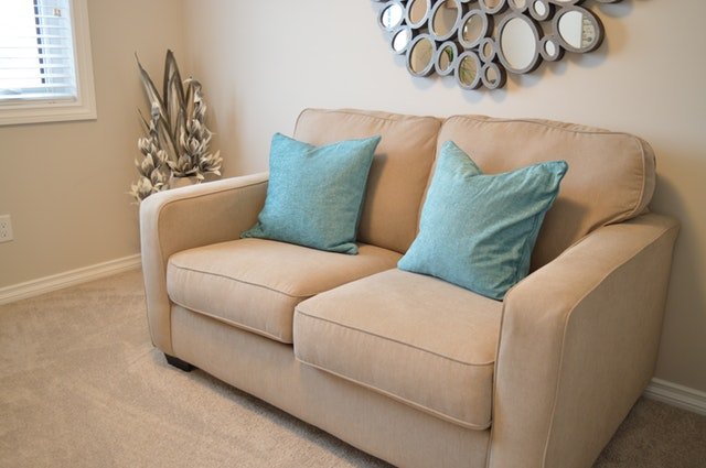 sofa and pillows
