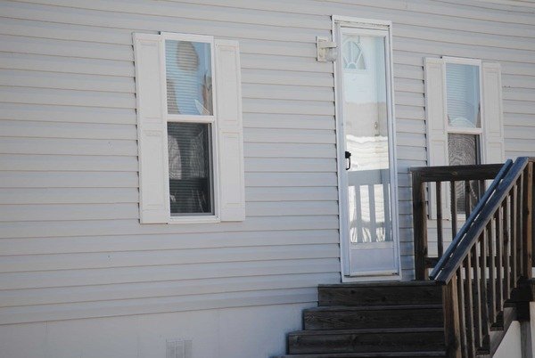 House with pressure washer