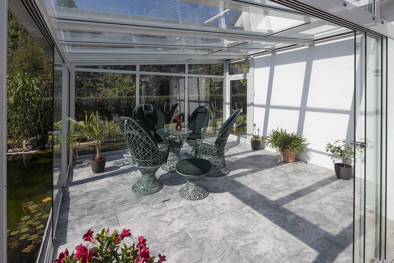 sliding glass doors in sunroom