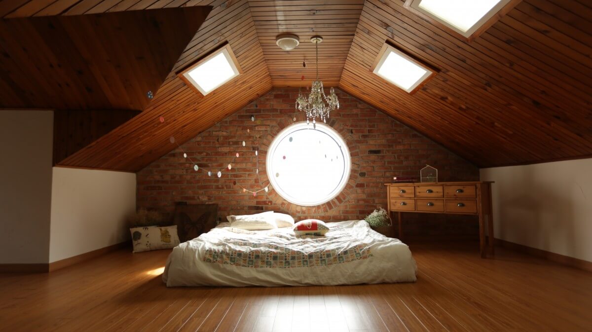 attic makeshift bedroom 