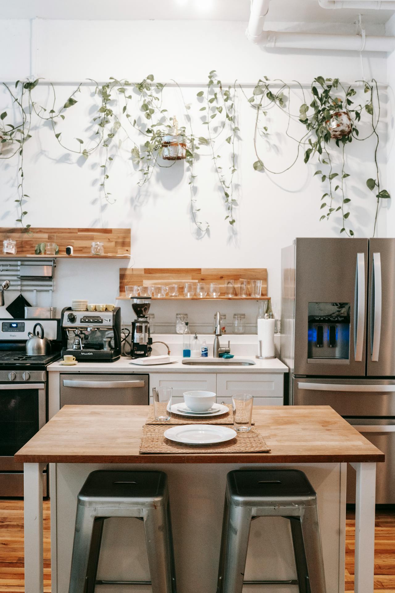 Wooden island kitchen