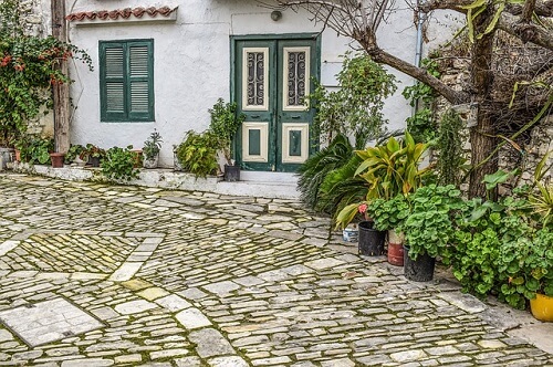 stone front walkway