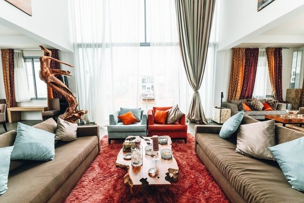 Long living room window curtains