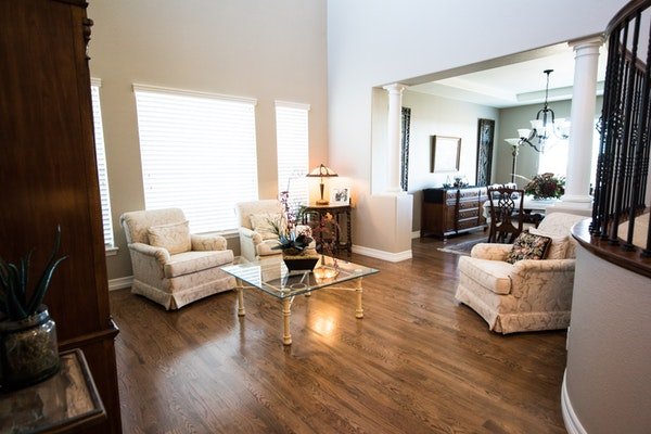 Living room with laminate flooring