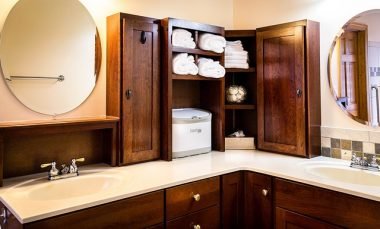 Wood bathroom cabinet