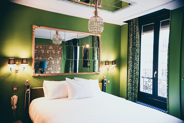 mirror above bed
