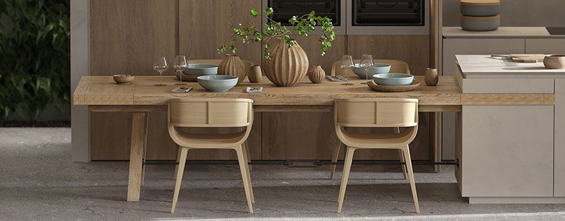 Kitchen island as dining table