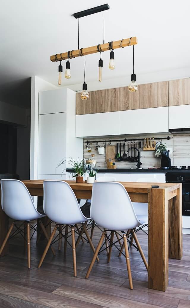 Pendant lights in kitchen
