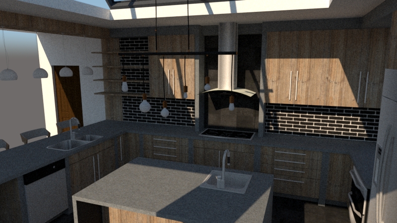 3d U shaped kitchen design