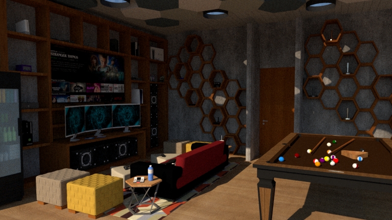 Game room with pool table