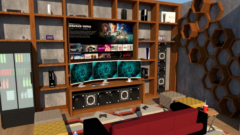 Game room with monitors