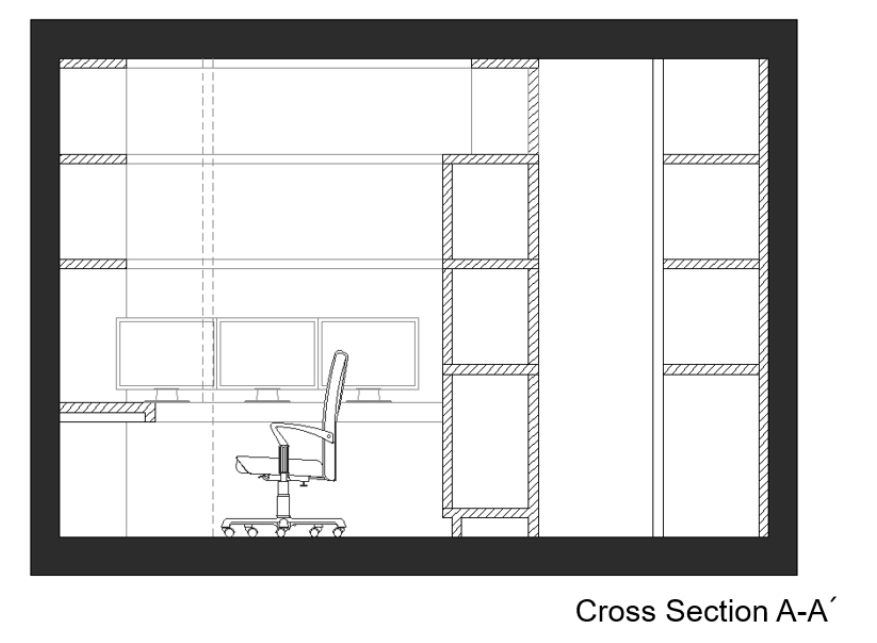 Gaming room bedroom cross section A