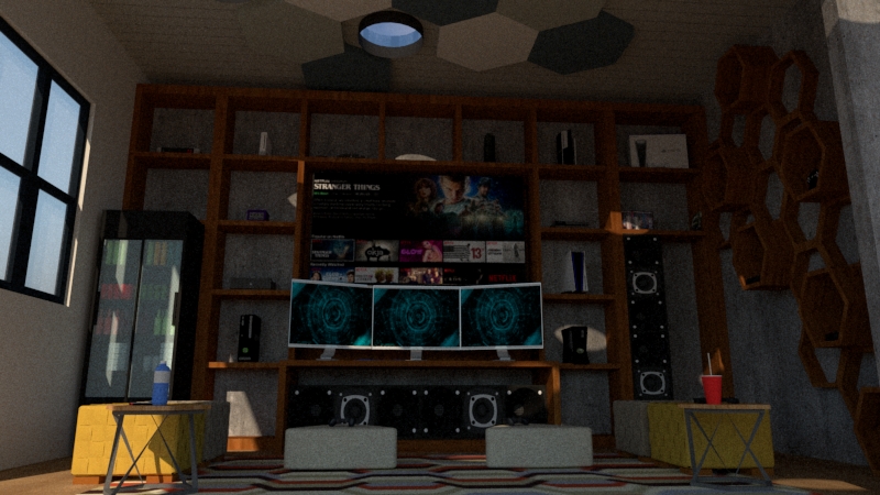 Gaming room ceiling