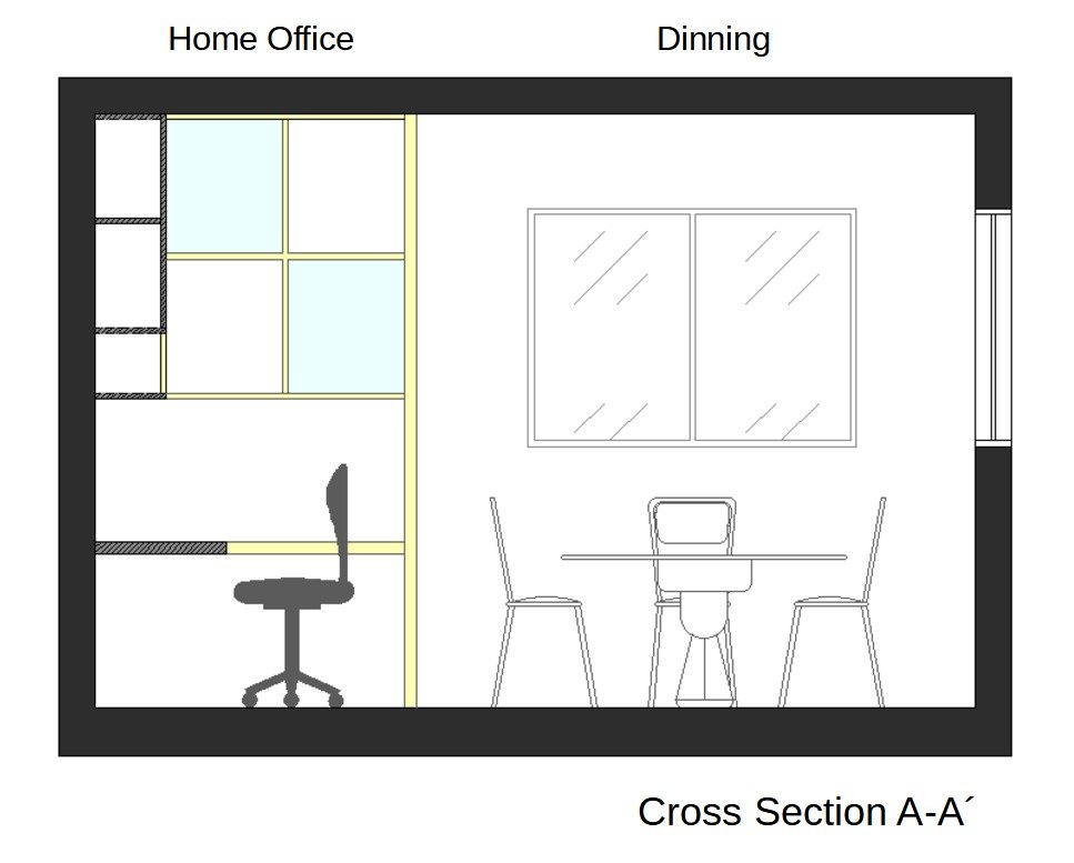 Home office and dining room