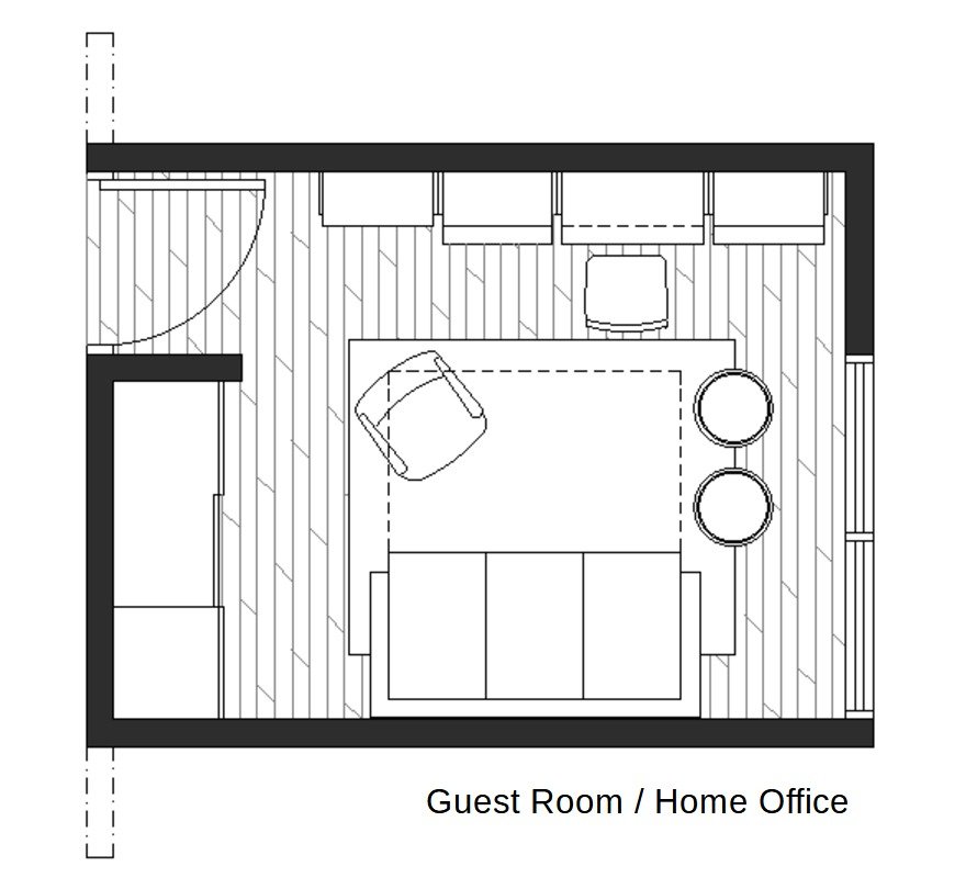 Home office in guest room floor plan