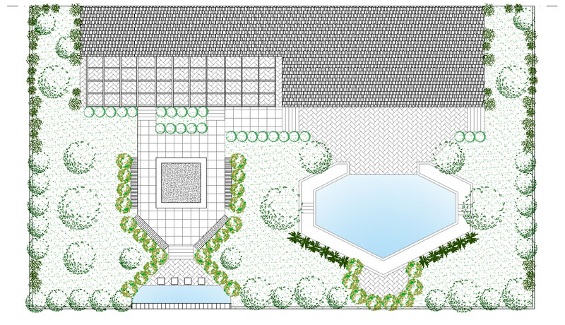 Patio with two accesses at different levels at the back