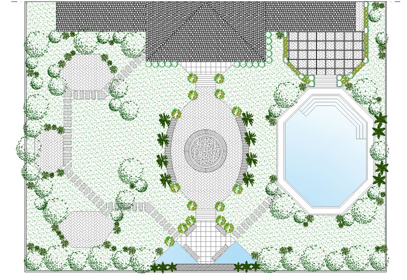 Patio with two central and side accesses and seven terraces