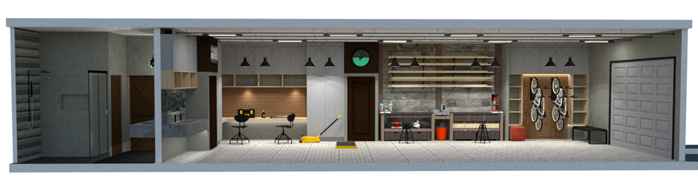 Garage floor plan full lateral view