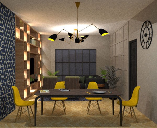 Side view from the dining room to the living room