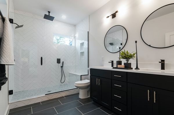 black white bathroom