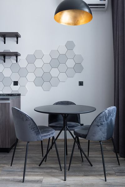 black white dining room