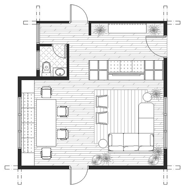 small living room floorplan with bath