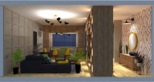  small living are with dining room and bathroom