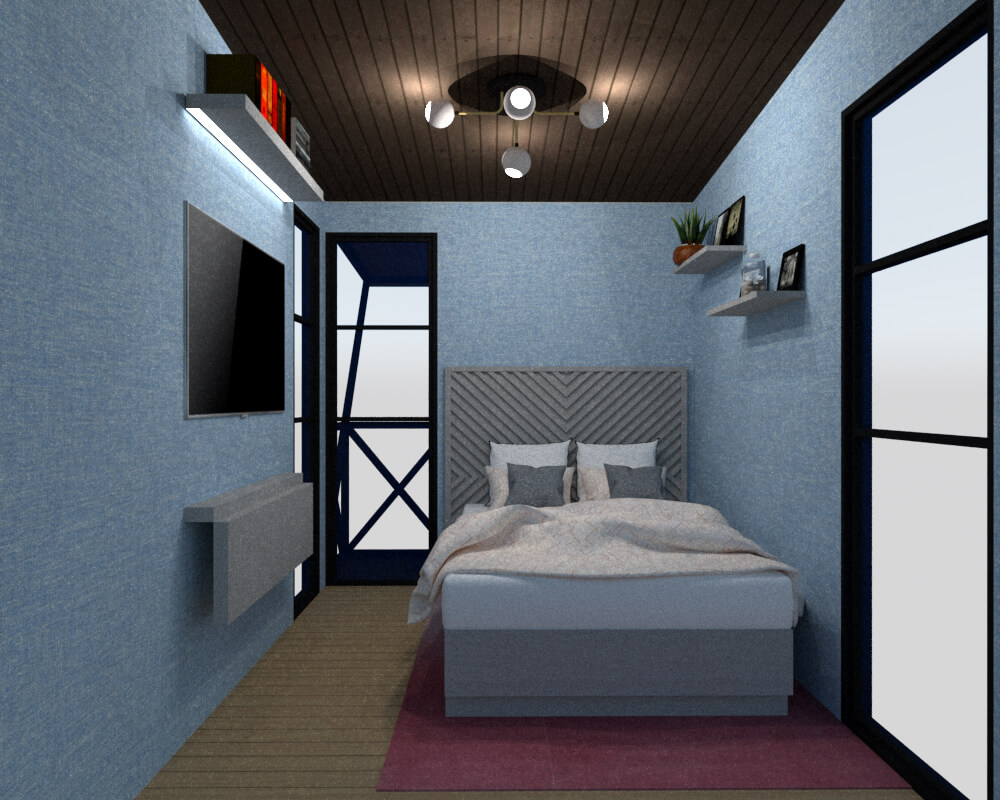 Tiny house bedroom frontal view