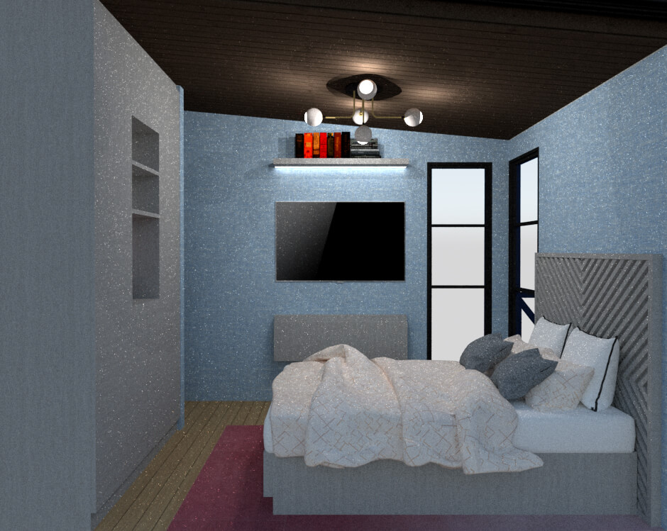 Tiny house bedroom lateral view