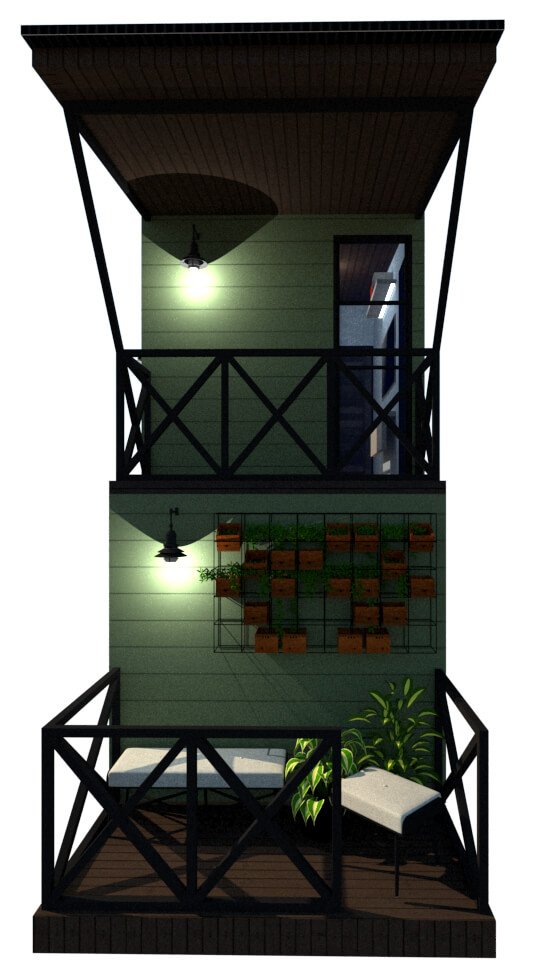 Tiny house floor plan front view