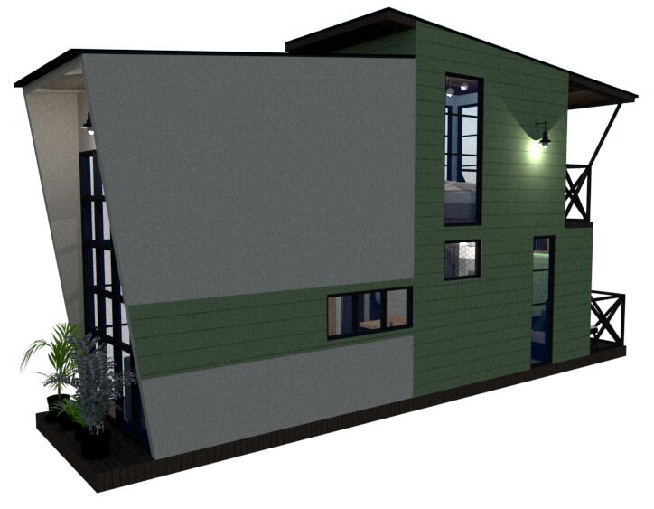 Tiny house floor plan left back view