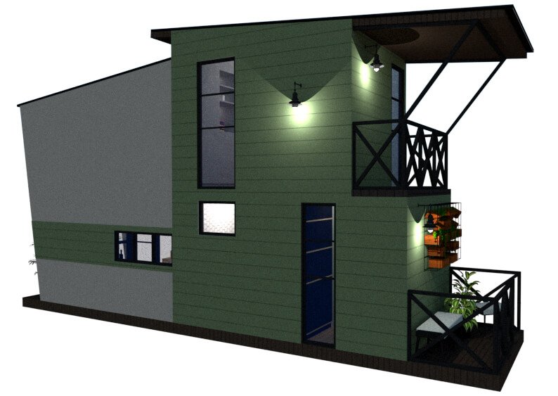 Tiny house floor plan left view