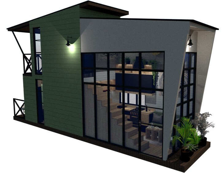 Tiny house floor plan right back view