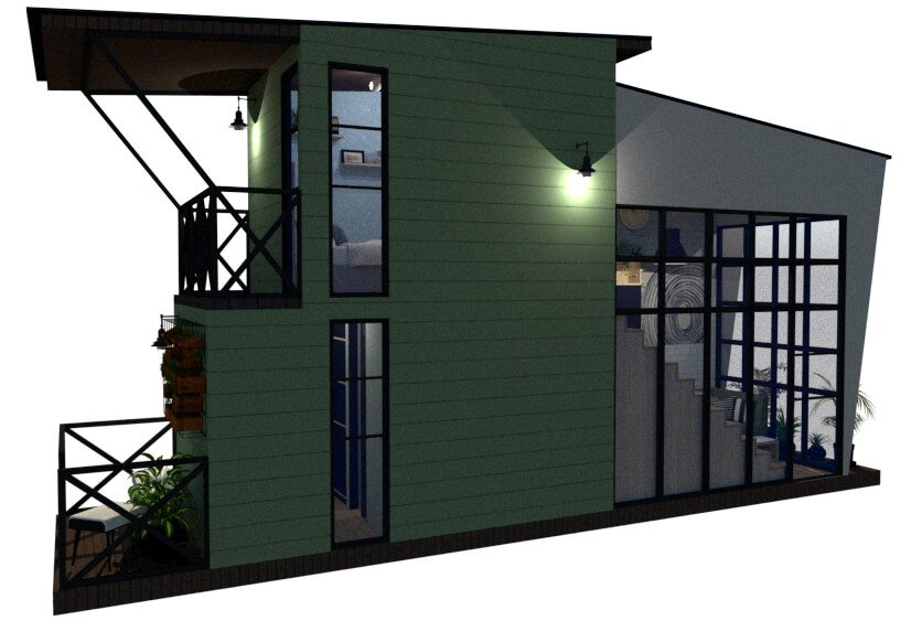 Tiny house floor plan right view