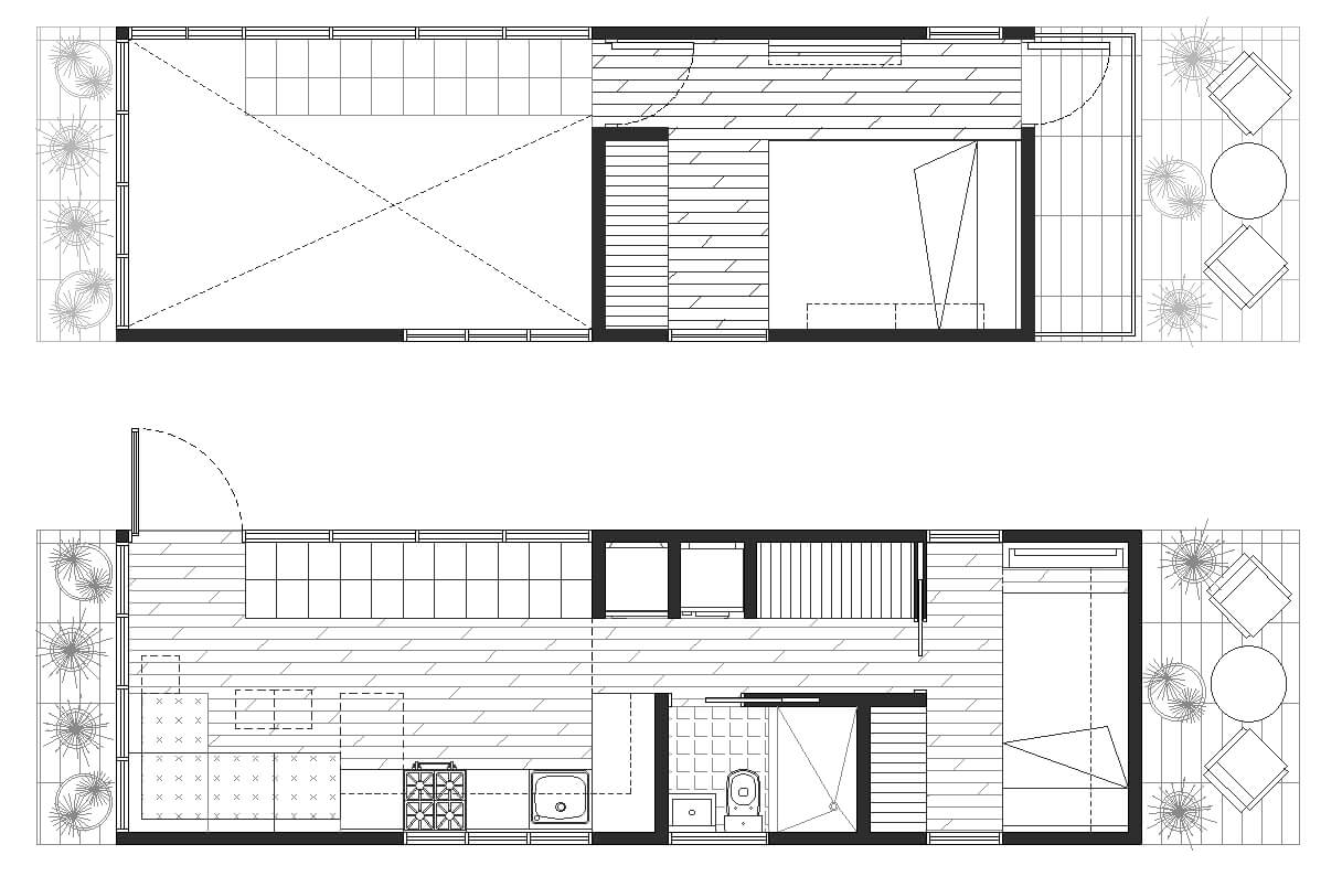 Tiny house floor plans two plants layout