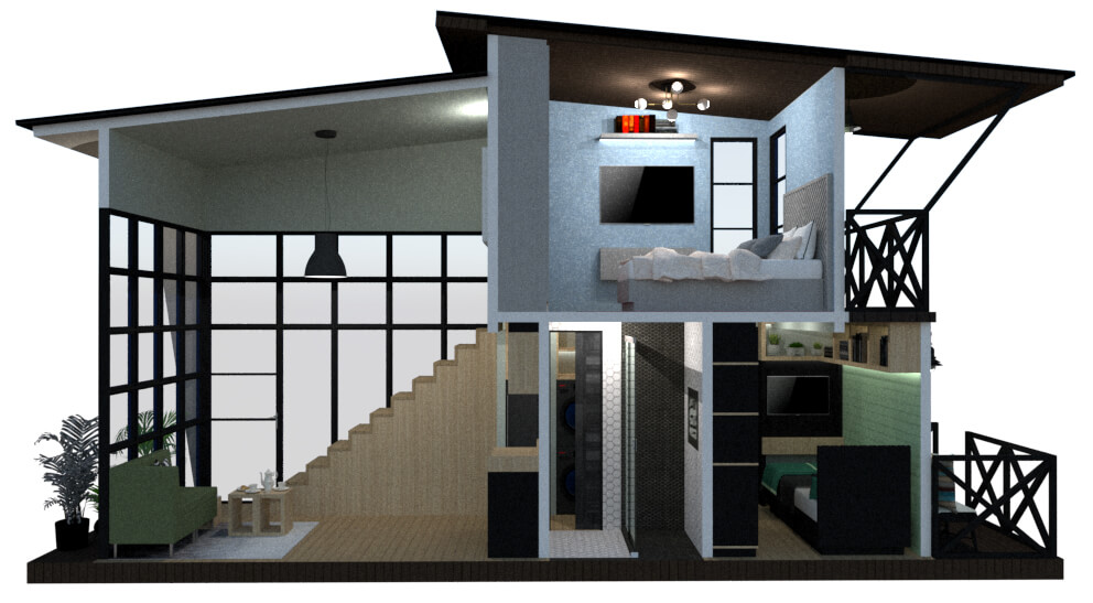 Tiny house frontal cut left