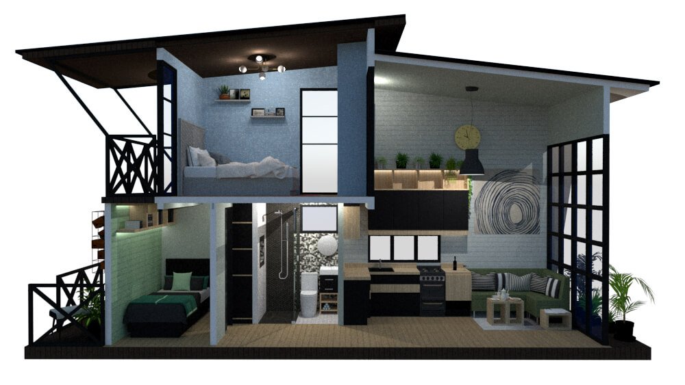 Tiny house frontal cut right