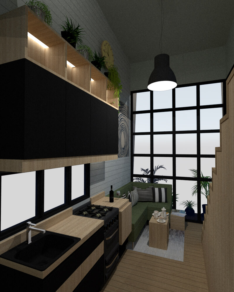 Tiny house hallway view