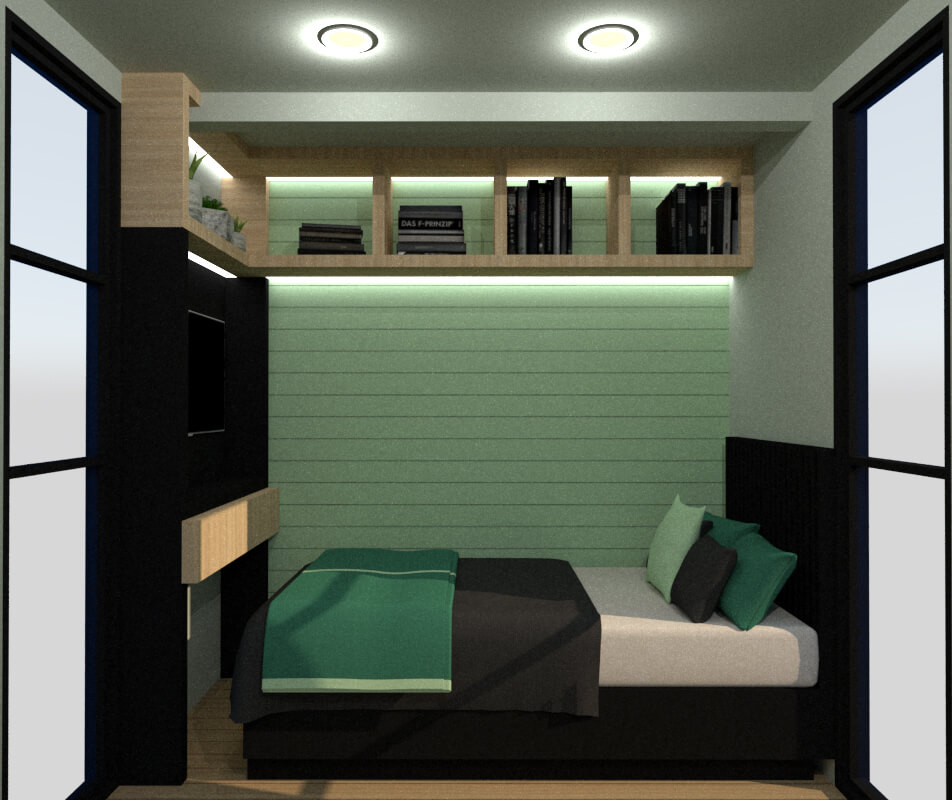 Tiny house secondary bedroom view lateral
