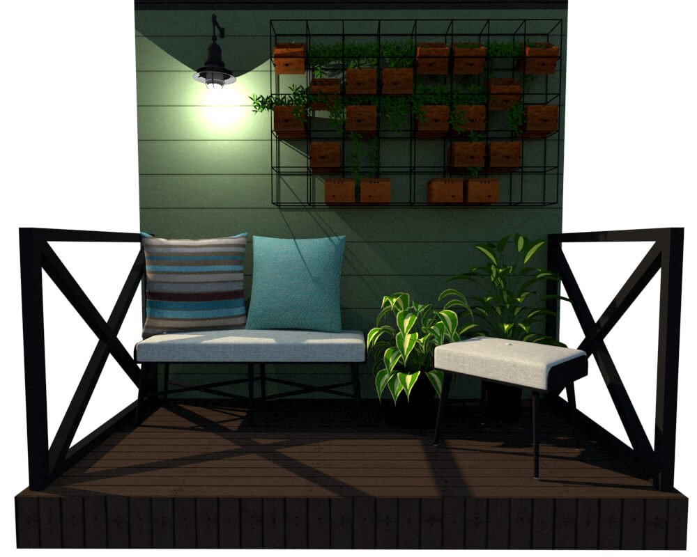Tiny house terrace front view