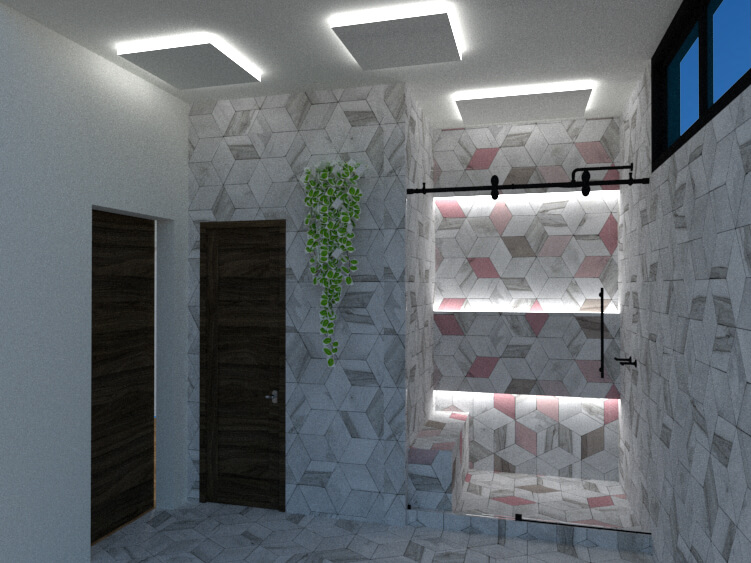 View of access to the WC and the shower