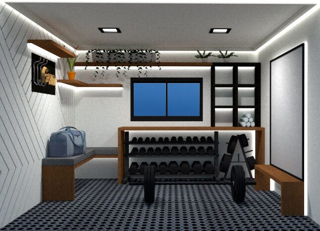 Front view of small gym