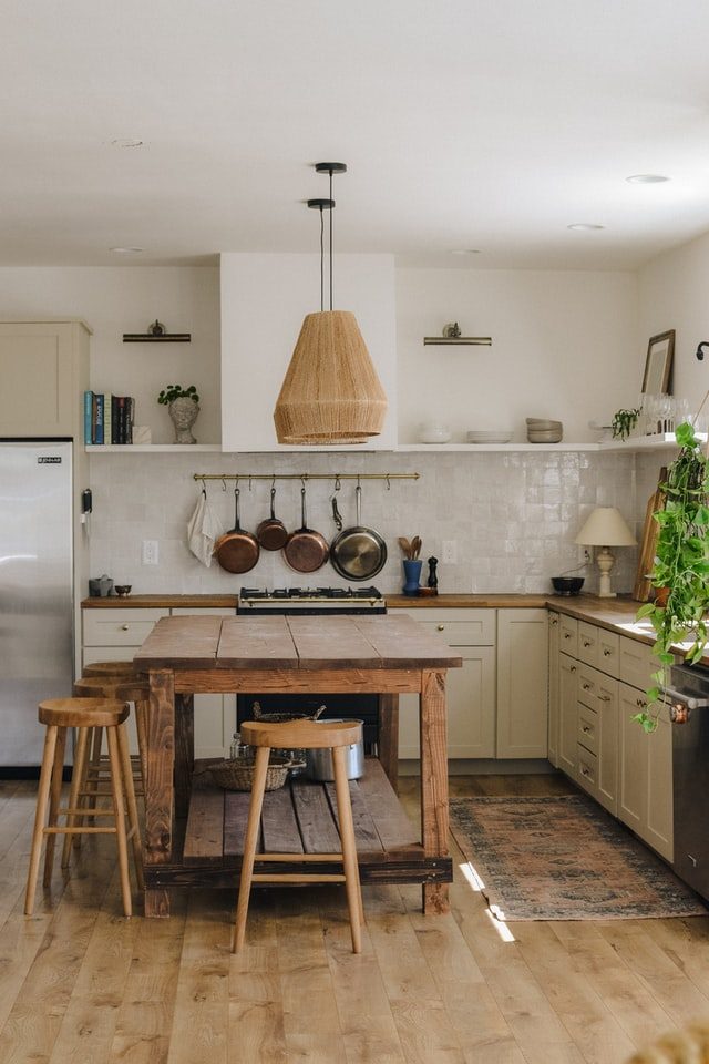 dining room and kitchen spaces