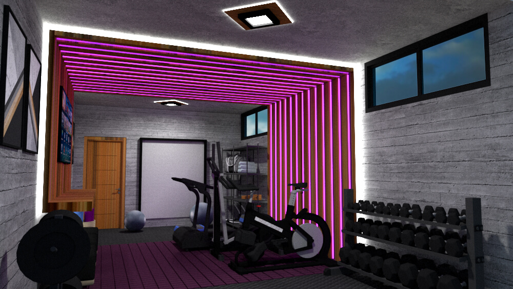 View from the back of the weight area towards the access