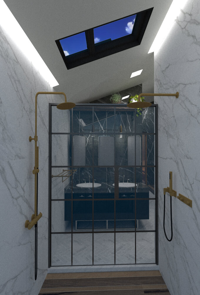 Spa bathroom shower door