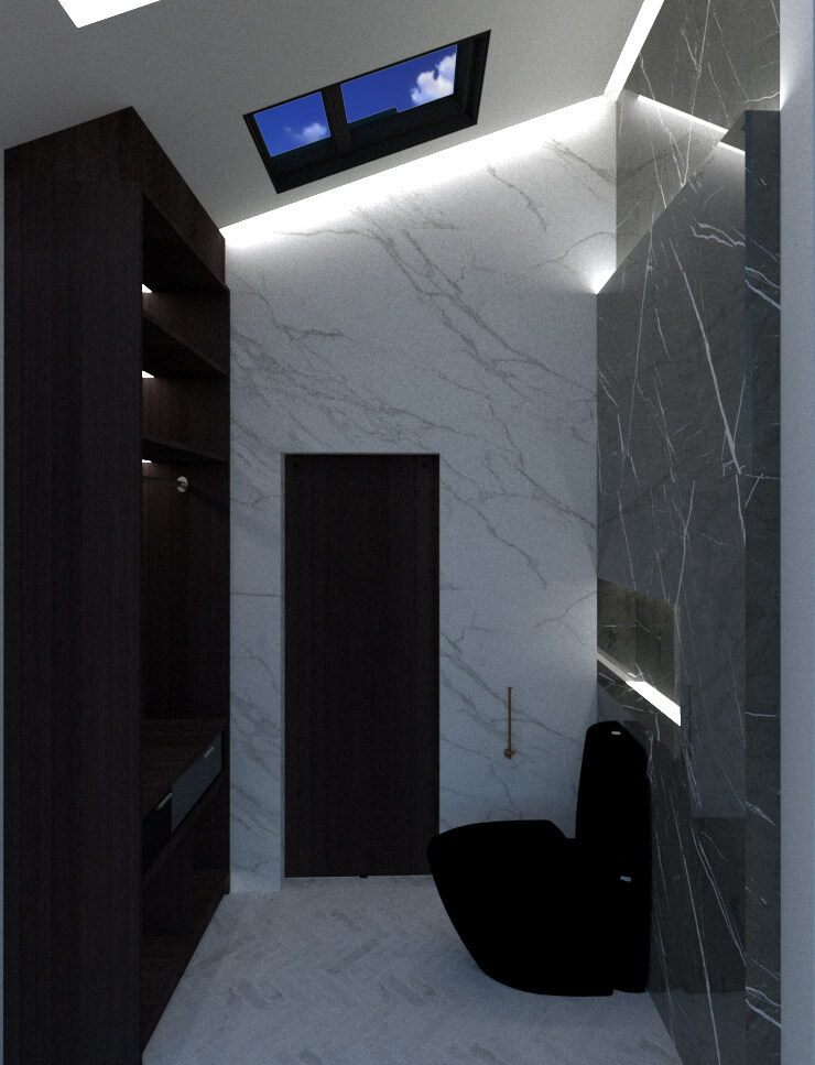 lateral view of toilet section