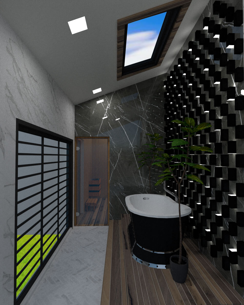 full view of bathtub section